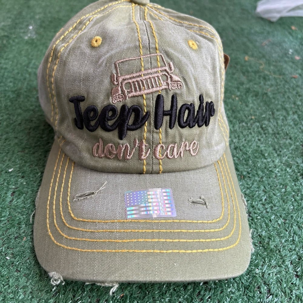 Jeep Hair Don’t Care Baseball Cap - Olive Green NWT